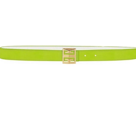 Givenchy 4G Buckle Reversible Leather Skinny Belt– Citrus Green - NEW WITH TAGS - Picture 11 of 12